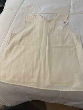 Calvin Klein Cream Sleeveless Linen-Blend Camisole